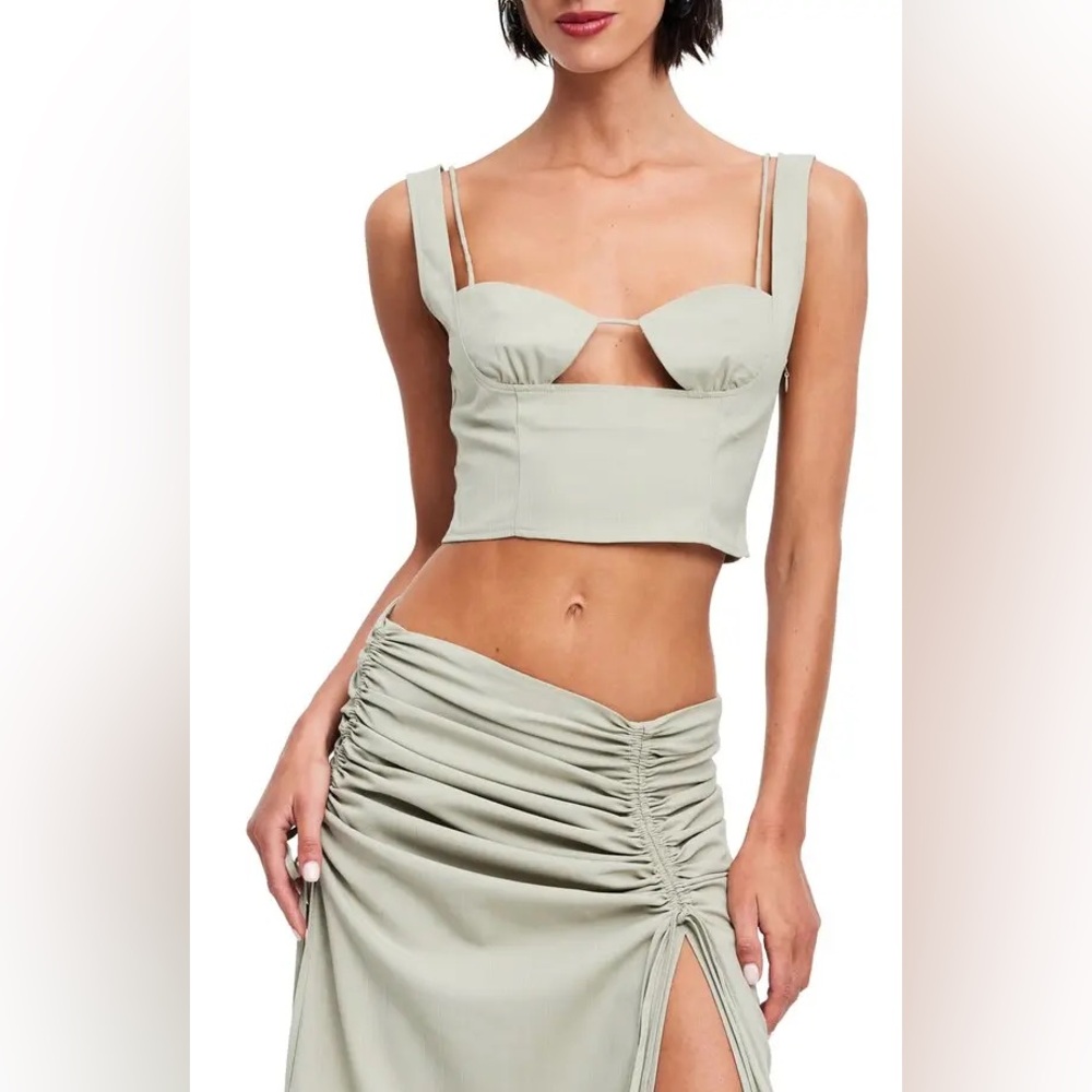 Lioness Sage Green Cutout Crop Tank